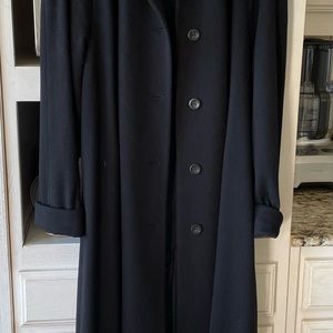 Perry Ellis long black wool coat size 14